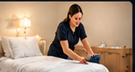 Cleaner preparing a bedroom